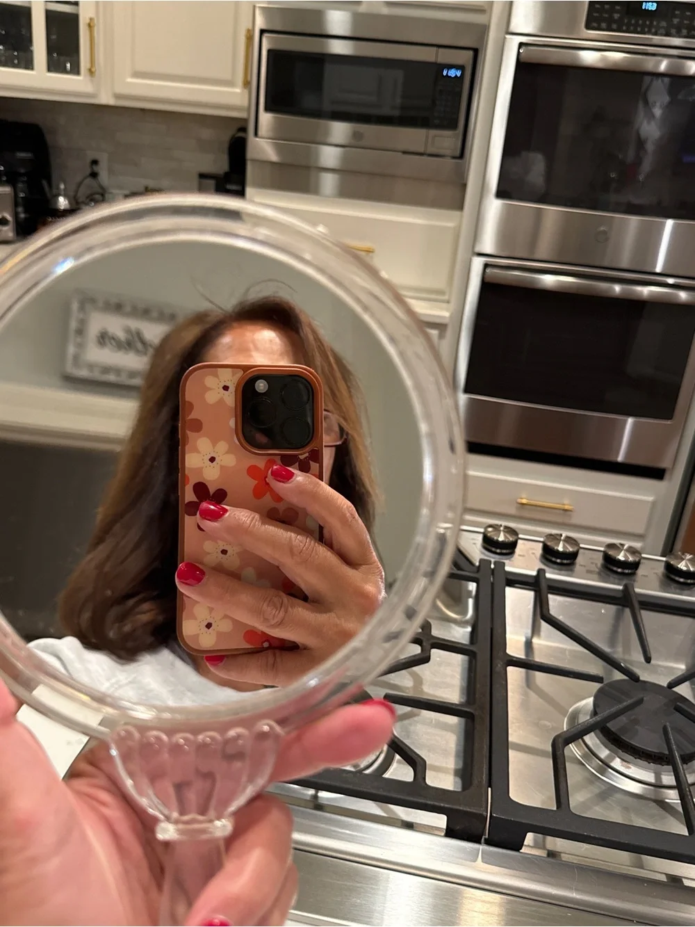 Vintage Art Deco Lucite Hand Mirror Clear Acrylic Vanity Mirror